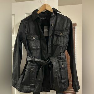 Ralph Lauren Coated Denim Trucker Jacket Black Size 4 Brand New with Tags